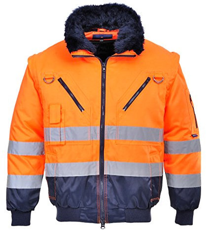 Portwest Hi-Vis Warnschutz 3-in-1 Pilotjacke, Größe: XXL, Farbe: Orange/Marine, PJ50ONRXXL