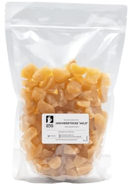 Bremer Gewürzhandel Ingwerstücke mild, kandiert, mild im Geschmack, leckerer Snack, 1kg