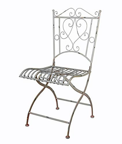 Gartenstuhl Antik Metallstuhl Weiss Stuhl Shabby Chic Balkonstuhl klappbar Eisenstuhl aja025 Palazzo Exklusiv