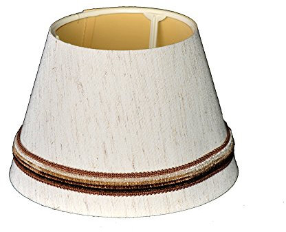 Lampenschirm für Tischleuchte in Rund Leinen Beige mit Borte Braun TL 20-12-14
