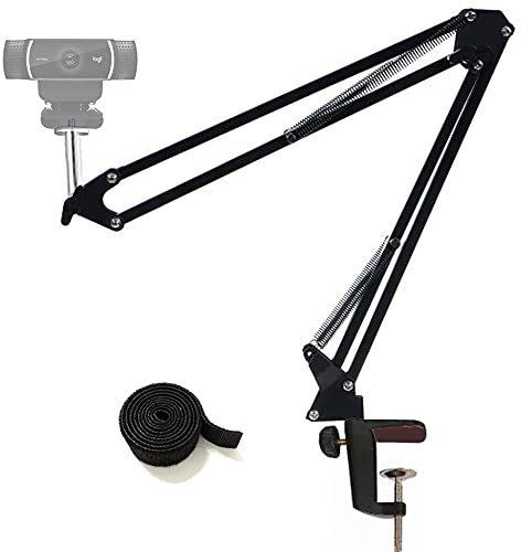 Tencro Webcam Stand Desktop Scissor Arm Holder Camera Desk Clamp Mount for Logitech Webcam C922 C930e C930 C920 C615, Other Devices with 1/4 Thread