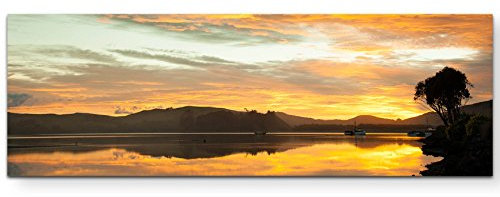 Paul Sinus Art Leinwandbilder | Bilder Leinwand 150x50cm Waikawa Bay bei Sonnenaufgang - Neuseeland