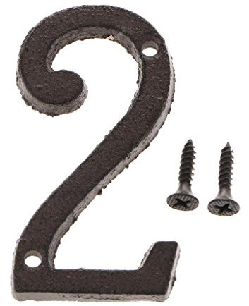 petsola Plaque En Fer Forgé Maison Signe De Numéro De Porte Du Bureau De La Maison Pays Style Plaque Chiffres Autocollant Avec Scerws - Numéro 2