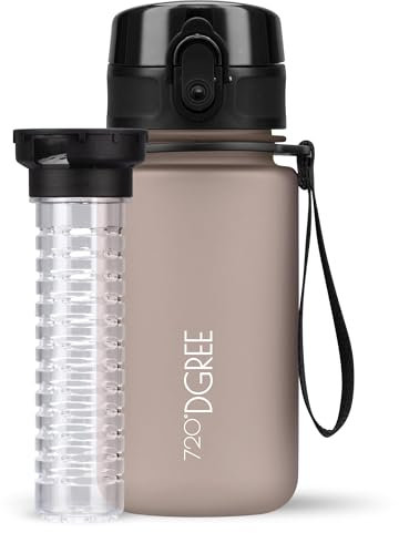 720°DGREE Gourde d'Eau 350ml “uberBottle“ +Fruit-Infuseur, softTouch - Sans BPA, Anti-fuite - Bouteille, water bottle idéale pour Enfants, École, Sport, Randonnée, Camping, Université, Voyage, Travail