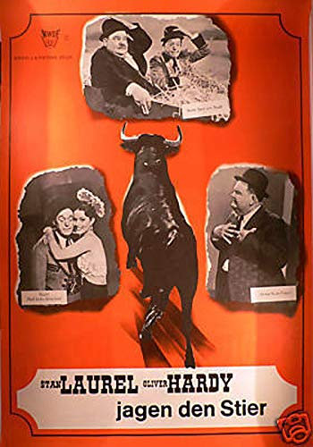 Laurel und Hardy jagenden Stier - Filmplakat A1 gerollt