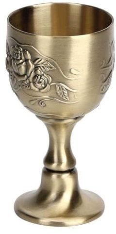 Agatige Goldkelch, europäisches Messing, geprägt Vintage Mini-Schnapsgläser Metallkelch Weingläser Trinkbecher Weinbecher Weinkelch mittelalterliche Dekoration für Zuhause Bar Party Hochzeit, 4 x 8 cm