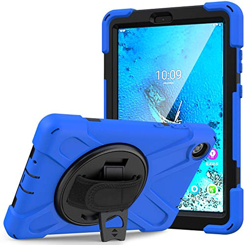 JCTek Schutzhülle für Lenovo Tab M8 20,3 cm (8 Zoll) 2019 Tablet TB-8505F TB-8505X mit Displayschutzfolie, Hybrid Armor Rugged Schutzhülle, Handschlaufe & Schultergurt (blau)