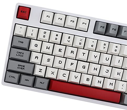 JakeTsai Keycaps, PBT Keycaps 114 Tasten Dye Sublimation Pixel Keycap mit Puller für Cherry Profile Gateron Kailh Switch Mechanische Tastaturtastenkappen