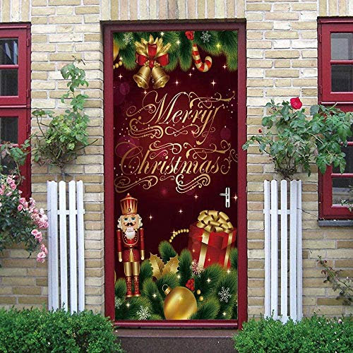 LuSeven türtapete günstig Weihnachten Geschenke Dekoration 40x120cm DiY 3D Wandaufkleber Wandbild Home Decor Art Removable Door Sticker Decole Türaufkleber