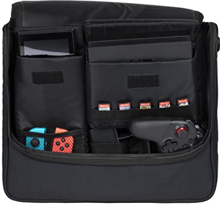 Konix Mythics Schutz- und Transport-Schultertasche Messenger Bag Konsole und Zubehör Nintendo Switch, Switch Lite und Switch OLED - Schwarz
