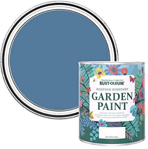 Rust-Oleum Peinture Bleue Résistante à l'humidité pour Jardins, Finition Mate - Soie Bleue 750ml