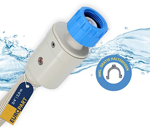 Europart 10071943 Zulaufschlauch Kaltwasser 2,0m 3/4 25°C mit Aquastop Sicherheitsventil Universal für Waschmaschine Geschirrspüler