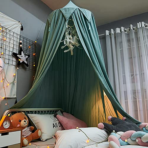 ZZBB Groß Betthimmel Baby Blickdicht Jungen Mint Grün Babybett Kinderbett Baldachin Rund Hängende Kinder Moskitonetz Insektenschutz Schlafzimmer Spiel Lesen Zelt 400cm