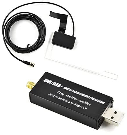 Podofo Dongle DAB/DAB+ Adattatore USB con Antenna per Finestrino Auto,Universale per Lettore Autoradio Android, con APP DAB, Radio Segnale Digitale