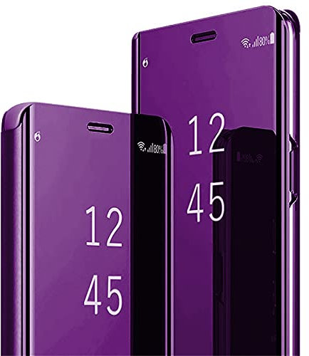 für Samsung S10 Plus Hülle Leder Flip Case Spiegel Handyhülle für Samsung Galaxy S10 Plus Schutzhülle 360 Grad Hard PC Stoßfest Cover Original Ständer Funktion Tasche Etui S10+ Hülle 6.4