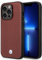 CG MOBILE BMW Handyhülle für iPhone 14 Pro Signature Collection in burgunderrotem Rautenmuster, Echtleder-Schutzhülle mit einfachem Snap-on, Stoßdämpfung und charakteristischem Logo