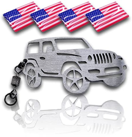 FORTILLO Handgemachte Schlüsselanhänger kompatibel mit Wrangler (Edelstahl)