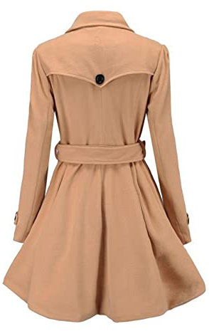IQYU Kurzmantel Damen üBergang Elegant: Trenchcoat Damen Kurz Khaki Herbstjacke Langarm Wollmantel Mit GüRtel Cabanjacke Knielang Wolljacke Herbst Winter üBergangsjacke-Trenchjacke MäNtel FüR Frauen