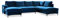 MIUFORM Ecksofa U Form mit Schlaffunktion und Bettkasten | Lofty Lilly | Wohnladschaft Couch Schlafcouch Wohnzimmer Gästezimmer | Samt Metallfüße (Navy Blau, Rechts ausgerichtet)