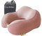 Oreiller de voyage – Oreiller de nuque pour voyage, oreiller de soutien portable en mousse à mémoire de forme, confortable et léger, à emballage rapide pour le camping, coussin de repos (rose)