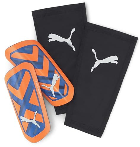 PUMA Flex Schienbeinschoner für Fußball, Unisex, Erwachsene, Ultra Orange Blue Glimmer, M