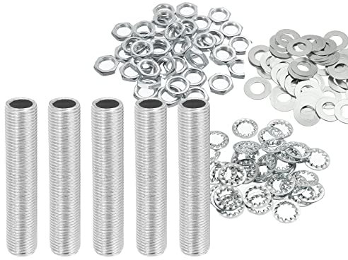 YOKIVE 35 Stück Lampenrohre Kits 1/8IP Gewinde 2 Länge Sechskant Befestigung Sortiment mit Sicherung Mutter Unterlegscheiben für Deckenleuchten DIY Projekte