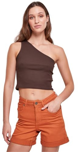 Urban Classics Women's Tb2609-ladies Cropped Asymmetric Top Cami Shirt, Brown, XS