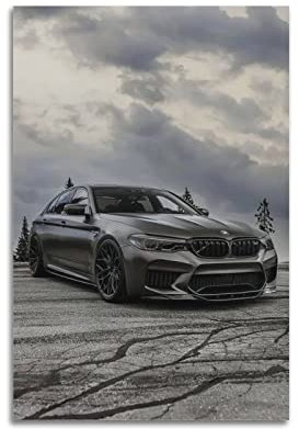 JUNNA Sportauto-Poster für BMW F90 M5 Super Car Racing Car Dekorative Malerei Leinwand Wand und Kunst Bild Familie Schlafzimmer Dekor 50 x 75 cm