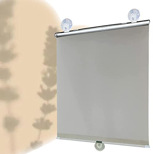 KOOEIN Verdunkelungsvorhang mit saugnapf, Sonnenschutzrollos, Temporäre Einziehbarer Fensterjalousien, wärmeisolierter Stoff, 85% Verdunkelung, mit Farbbeschichtung,Grey-75x125cm/30x49in
