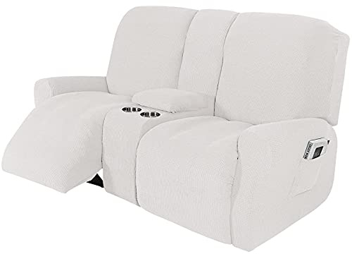 Recliner Sofa Slipcover, with Cup Holders - Furniture Protector Cover for 2-3 Seater Reclining Sofa with Console - Sofa Cover