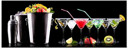 DECLINA, Bilderrahmen Dibond Druck auf Aluminium Küche Tafel Aluminium Foto Cocktail Party 100x35cm