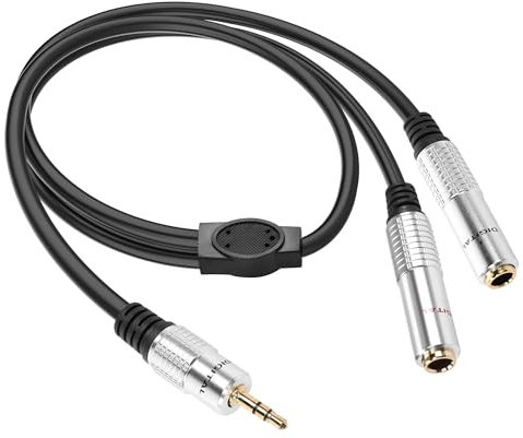 PNGKNYOCN 1/8 à 1/4 Y Splitter Cable,3.5mm TRS Male to Dual 6.35mm TRS Female Stereo Audio Cable for Smartphone, Computer, Speaker,Home Stereo Systems(50cm)