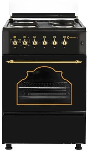 SOLTHERMIC F5S04E3RB COCINA ELECTRICA NEGRA RUSTICA CON MANDOS DORADOS/ANCHO 50 CMS / 4 FUEGOS/HORNO MULTIFUNCION 60 L. / ALTA GAMA