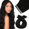 Moresoo Tape in Extensions Echthaar Schwarz Haarverlängerung Echthaar Tapes Klebeband Invisible Extensions Tape in Echthaar Remy Naturschwarz #1B Glatt Dicke Haare 10 Stück 25 Gramm 60 cm