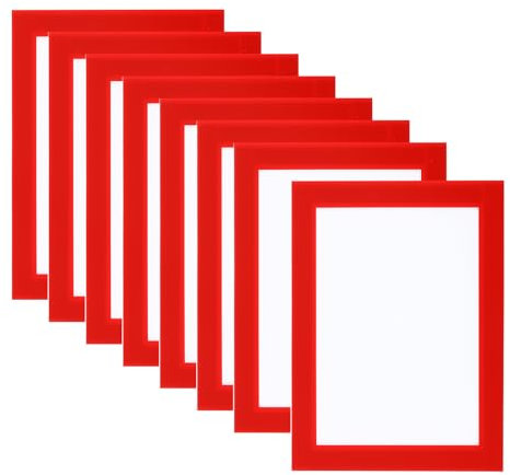 PATIKIL 8 Stück Magnetrahmen, A6 Info-Rahmen selbstklebend Aufklappbarer mit Magnetverschluss bilderrahmen für Postkarte Hinweis Zeichnung, Transparente Oberfläche, Rot
