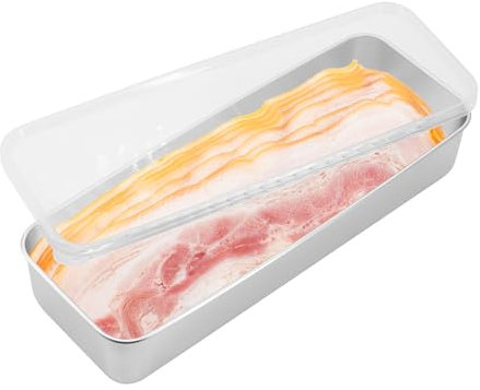 2pcs Bacon Keeper for Fridge 42.9oz, Stainless Steel Deli Containers with lid Cold Meat Storage Box for Fridge Keep Your Food Fresh and Organized