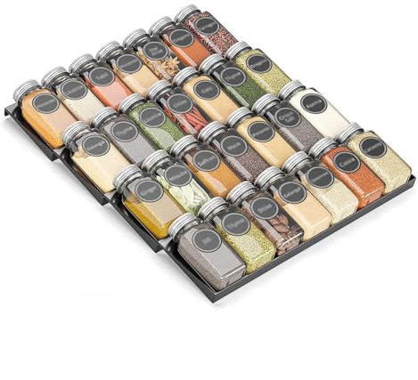 LoKori 4 Tier Spice Rack Drawer Organizers, Seasoning Jars Drawers Insert,Spice Storage Shelf,Seasoning Rack Tray Insert for Cabinet Drawer
