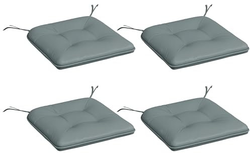 Outsunny Lot de 4 Coussins de Chaise de Jardin capitonné Coussin Chaise extérieur Coussins d'assise Rembourrage 4 cm Tissu Polyester dim. 43L x 41l cm Gris