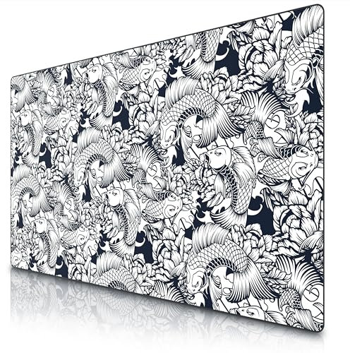 TITANWOLF - XXL Mouse Mat - Mouse Pad 1500 x 800 x 3mm –Speed Gaming Mouse Pad - Extra Large - Table Mat Large Size - improved Precision and Speed – Design Koi Tattoo