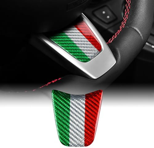 KUNGKIC Für FIAT 500 Abarth 595 2012 2013 2014 2015 Hartkohlefaser Auto Lenkrad Kinn Abdeckung Lenkradtafel Dekorativ Innenraum Aufkleber Zubehör,Geschenk,Italian Color