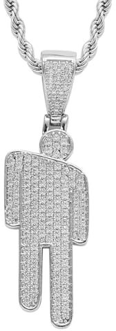 Yeesabella Hip Hop Bad Guy Villain Necklace, Zircon Couple Skew Head Pendant Necklace Stainless Steel Round Head