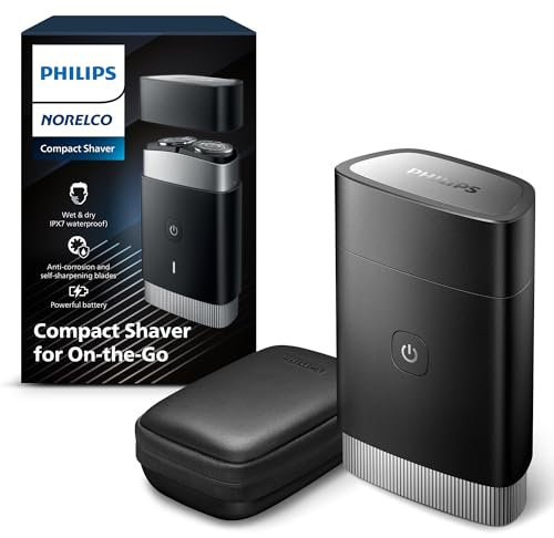 Philips Norelco Portable Shaver, On-The-Go Wet and Dry Electric Shaver, ComfortCut Blade System, 3D Floating Heads, Compact Design, Powerful Battery, Model PQ888/81