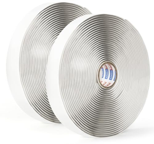 ADHES Ruban Butyle Ruban Etancheite 25mm x 9m x 2 Rouleaux, Épais de 3mm Ruban Adhésif Haute Temperature Ruban de Réparation pour façades, toit, toit plat Butyl Seal Tape