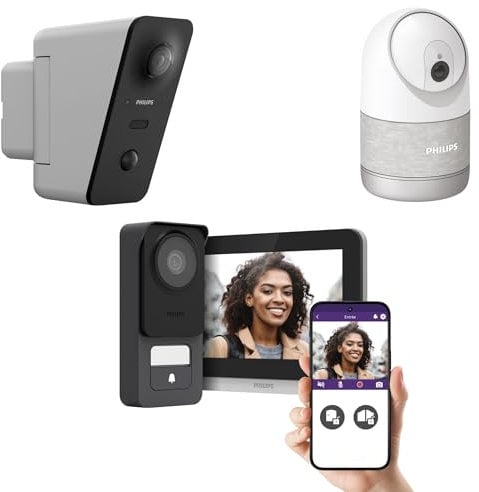 Philips - Kit Visiophone filaire 3K Philips Connect 3 + caméra intérieure + caméra extérieure