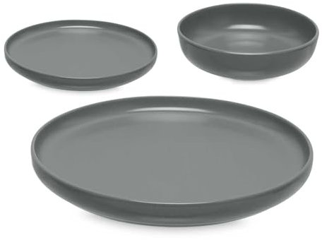 Set de 18 pièces de vaisselle en grès gris foncé collection VESSIA