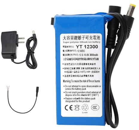 SSCYHT Batería de Litio de 12 V, Recargable, 3000 mAh, batería de Iones de Litio, portátil, de 12 voltios, Interfaz de CC para luz Solar/batería de Dispositivo eléctrico