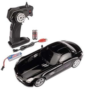 Carson 500404310 1:24 Mercedes Benz SLS AMG 2.4G 100% RTR Noir - Voiture télécommandée, éclairage LED, Voiture RC, véhicule RC, Voiture RC 1:24, Jouet télécommandé