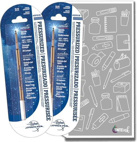 Fisher Space Pen Refill Blue Ink 1,2,3 Fine, Medium or Broad Refills, Pressurised Refills Writes Underwater, on Wet Paper, Grease and Upside Down! (2, Broad)
