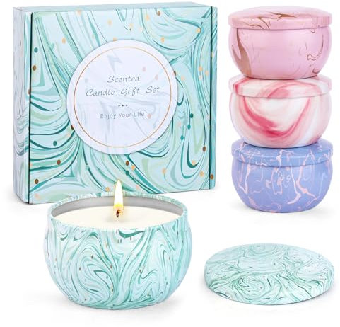 Lot de 4 Grandes Bougies Parfumées pour Femme, Aromathérapie pour Soulager le stress, Cire de Soja Naturelle, Décoration de Noël, pour Anniversaire, Saint-Valentin, Yoga