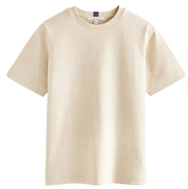 NEXT Damen Standard Schweres T-Shirt mit Rundhalsausschnitt Haferflocken Creme 46